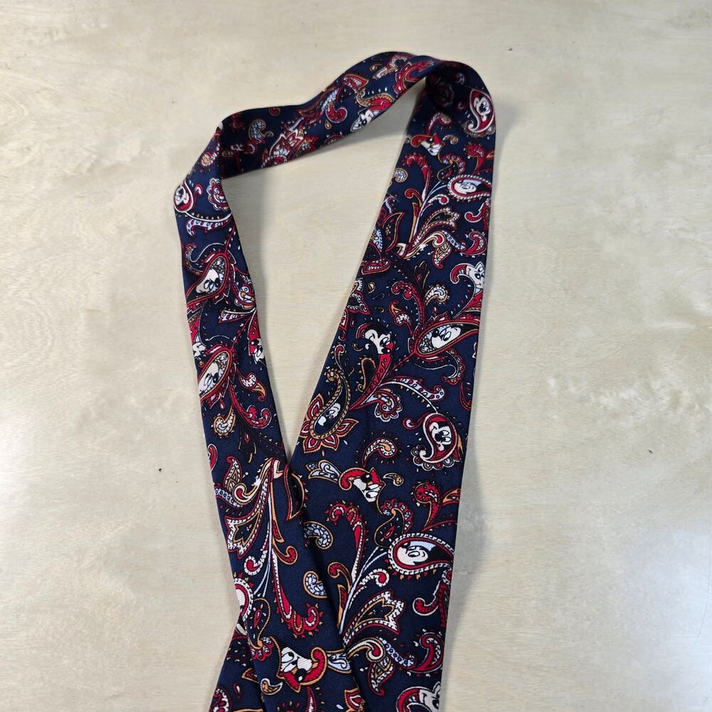 Disney Tie Mickey Mouse Balancine Paisley Blue Vintage Designer Silk Necktie - Picture 11 of 12